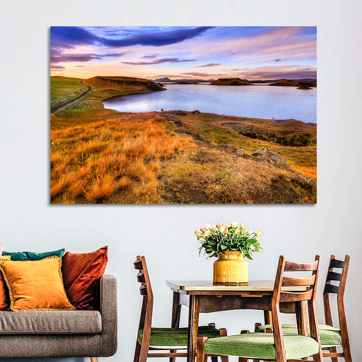 Sunset Over Lake Myvatn Wall Art