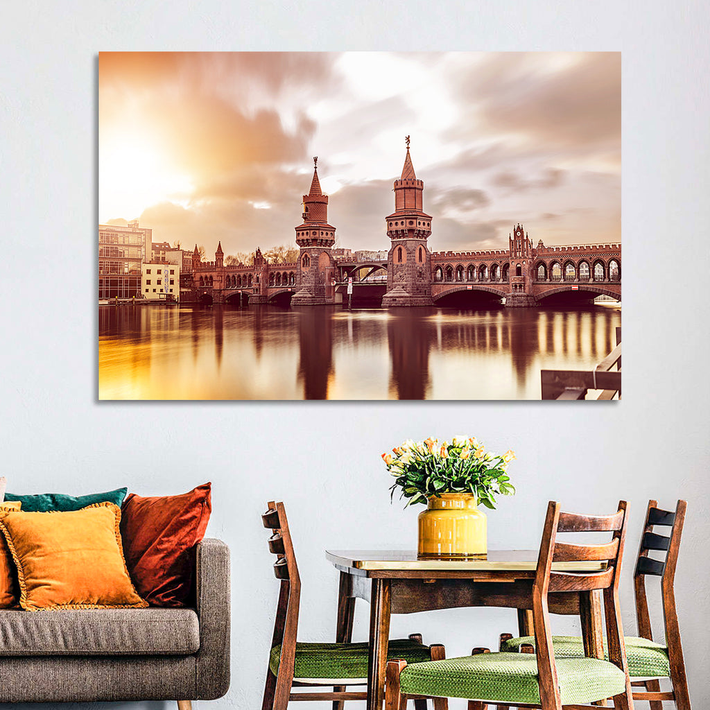 Oberbaumbruecke Sunset Reflection Berlin Wall Art