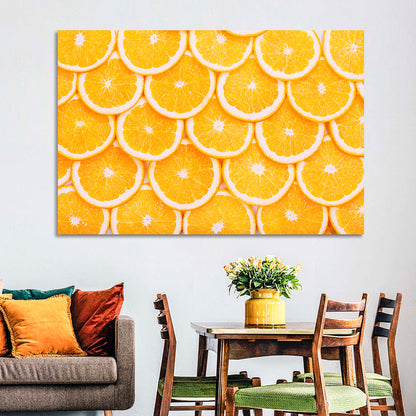 Orange Slice Grid Pattern Wall Art