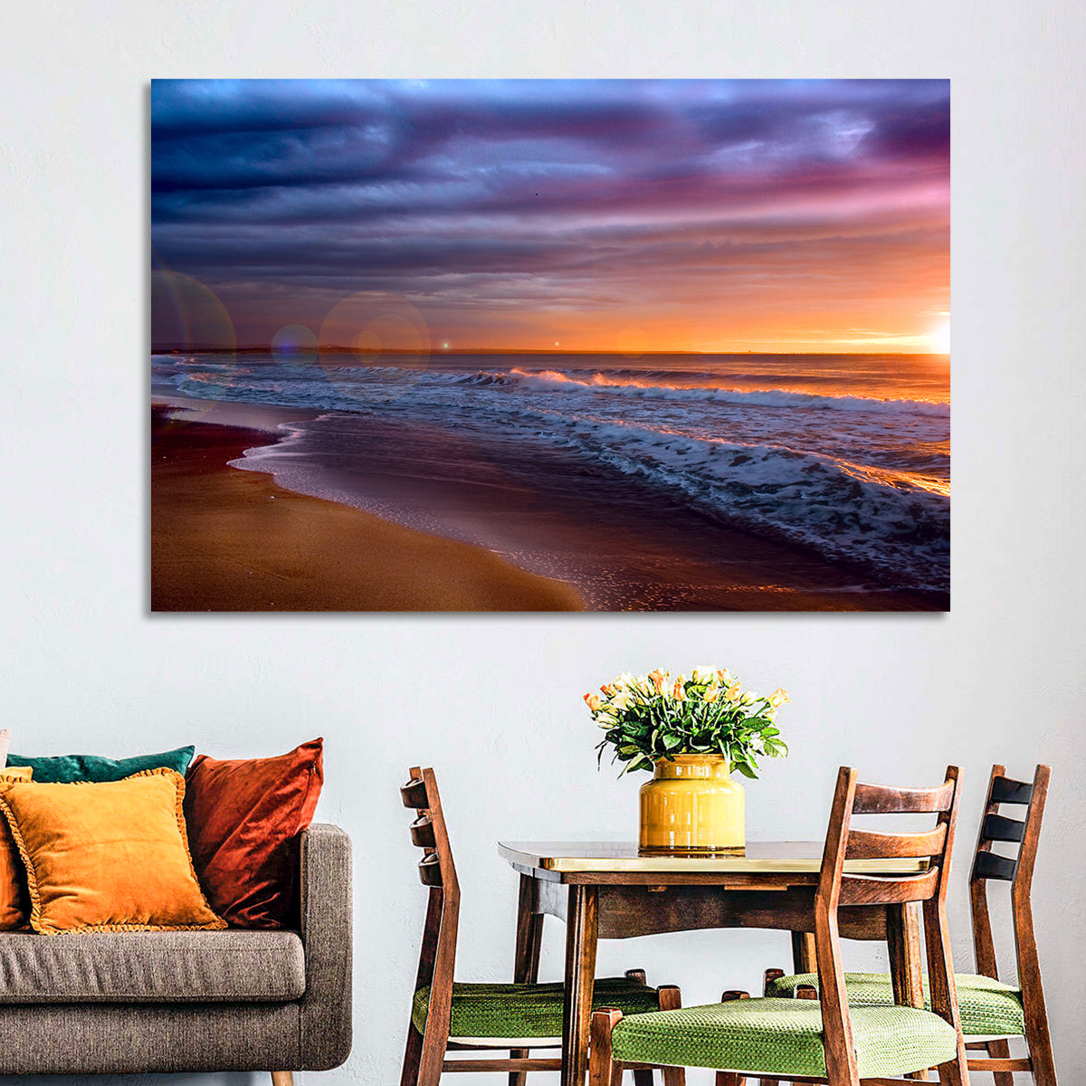 Bulgarian Black Sea Sunrise Wall Art in a room, landscape