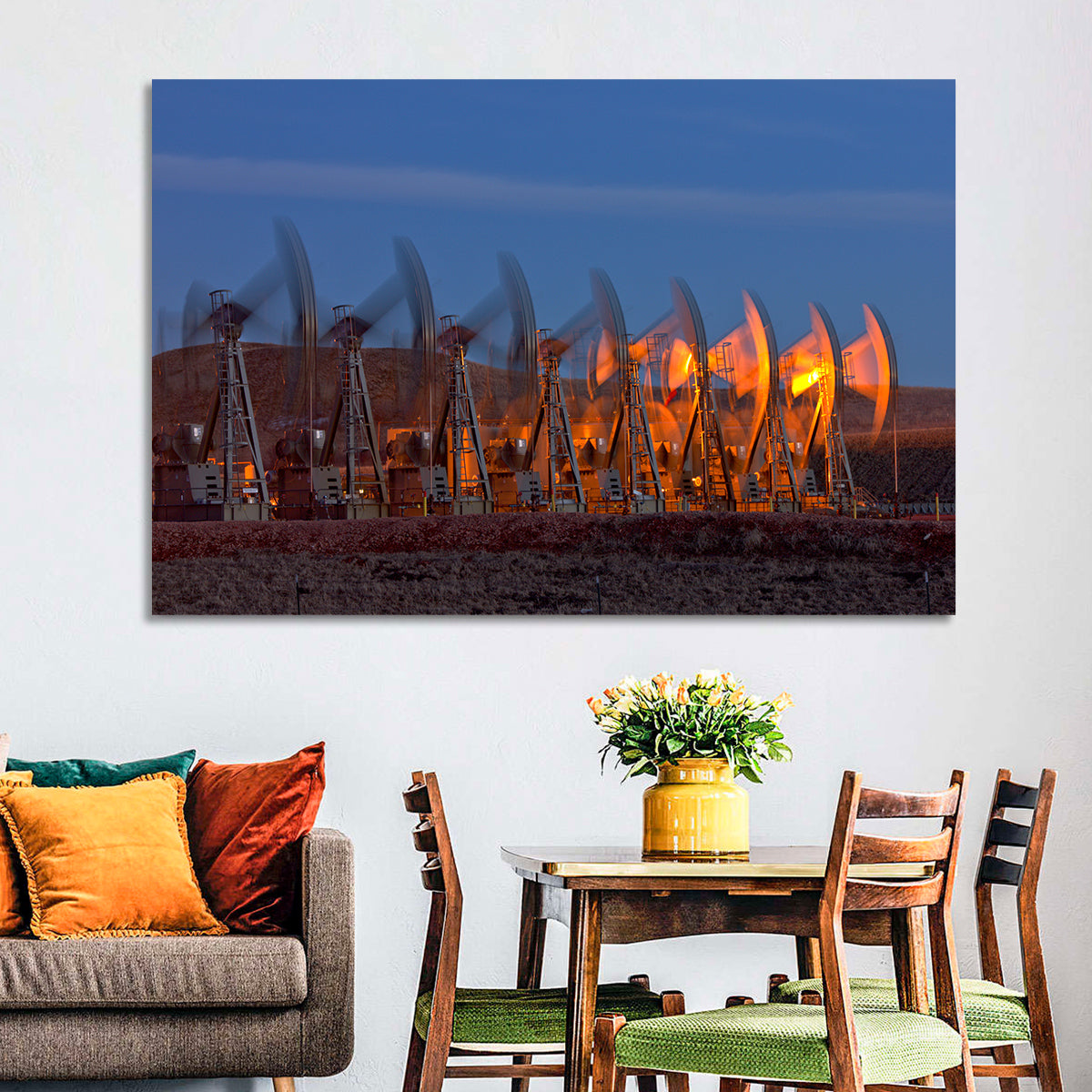 Oil Pump Jacks at Dusk Wall Art