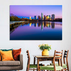 Austin Skyline Reflection at Twilight Wall Art