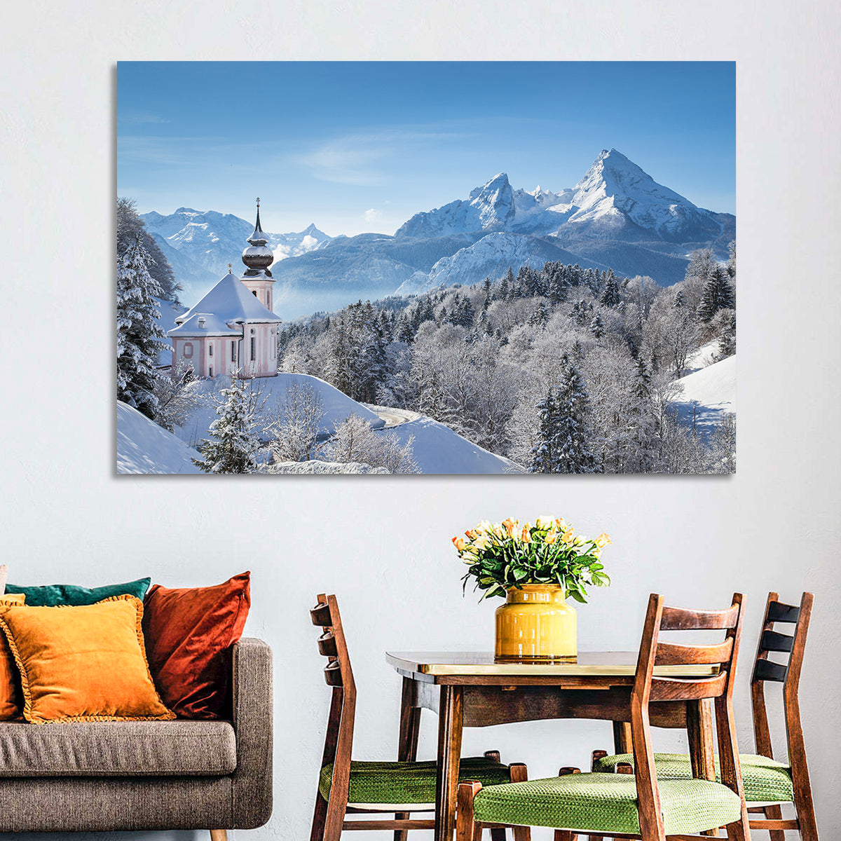 Maria Gern Church and Watzmann in Winter Wall Art