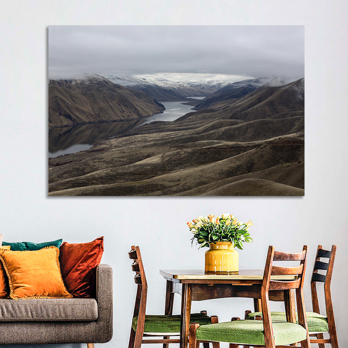 Snow-dusted Snake River Canyon Wall Art in a room, landscape