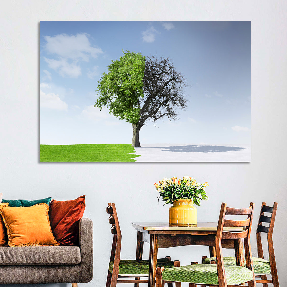 Split Seasons Tree Wall Art