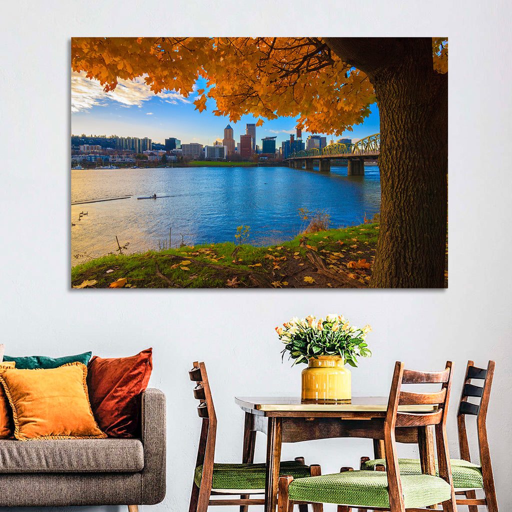 Willamette River at Golden Hour Wall Art