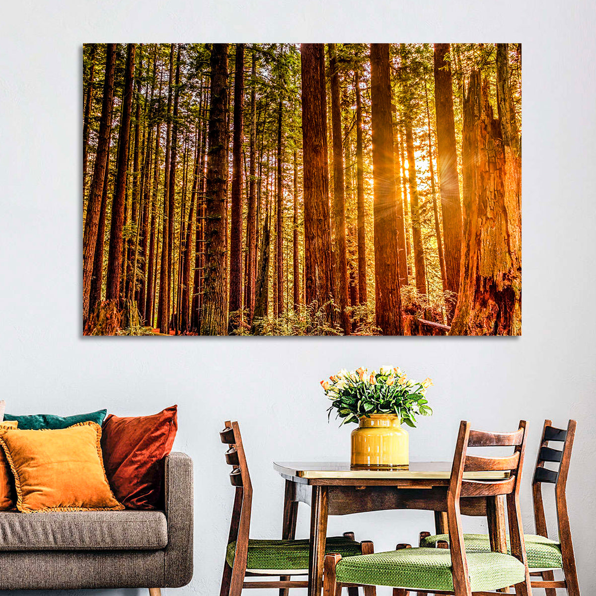 Golden Hour Redwood Sunburst Wall Art