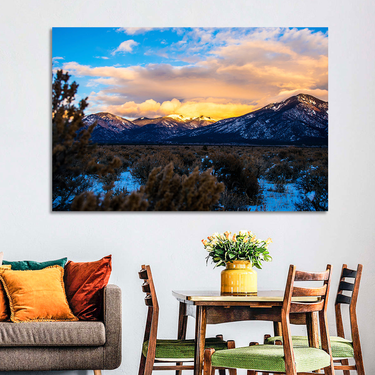 Sangre Winter Desert Wall Art in a room, landscape