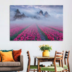 Misty Pink Tulip Field Wall Art