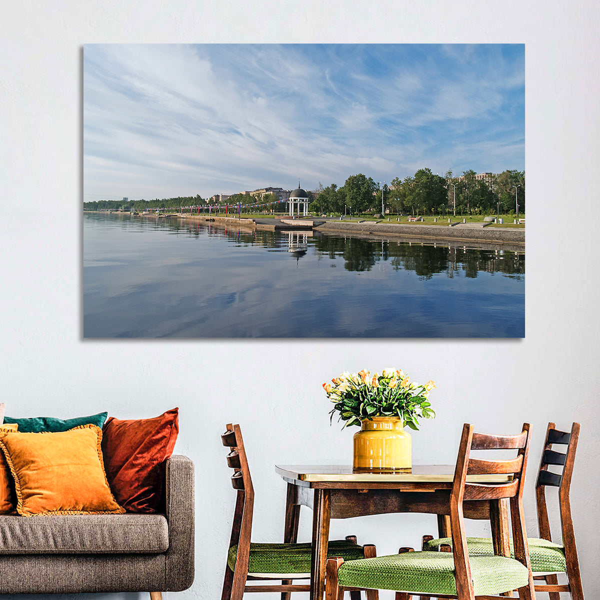 Lake Onega Promenade with Gazebo Wall Art