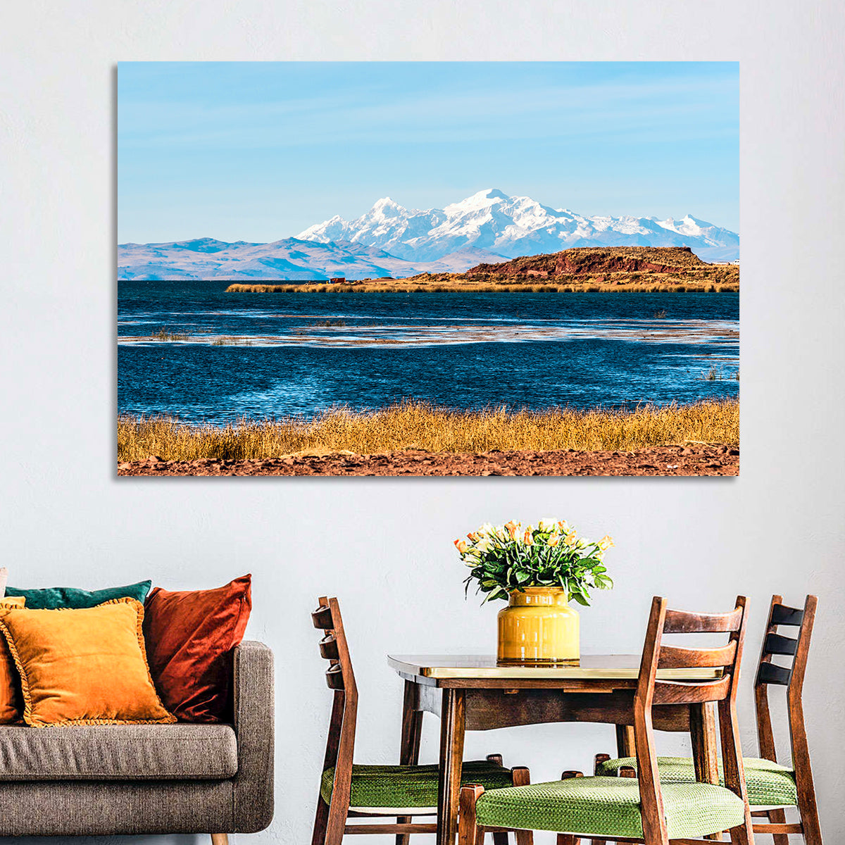 Lake Titicaca Blue and Gold Wall Art