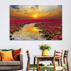 Golden Hour Lotus Field Wall Art