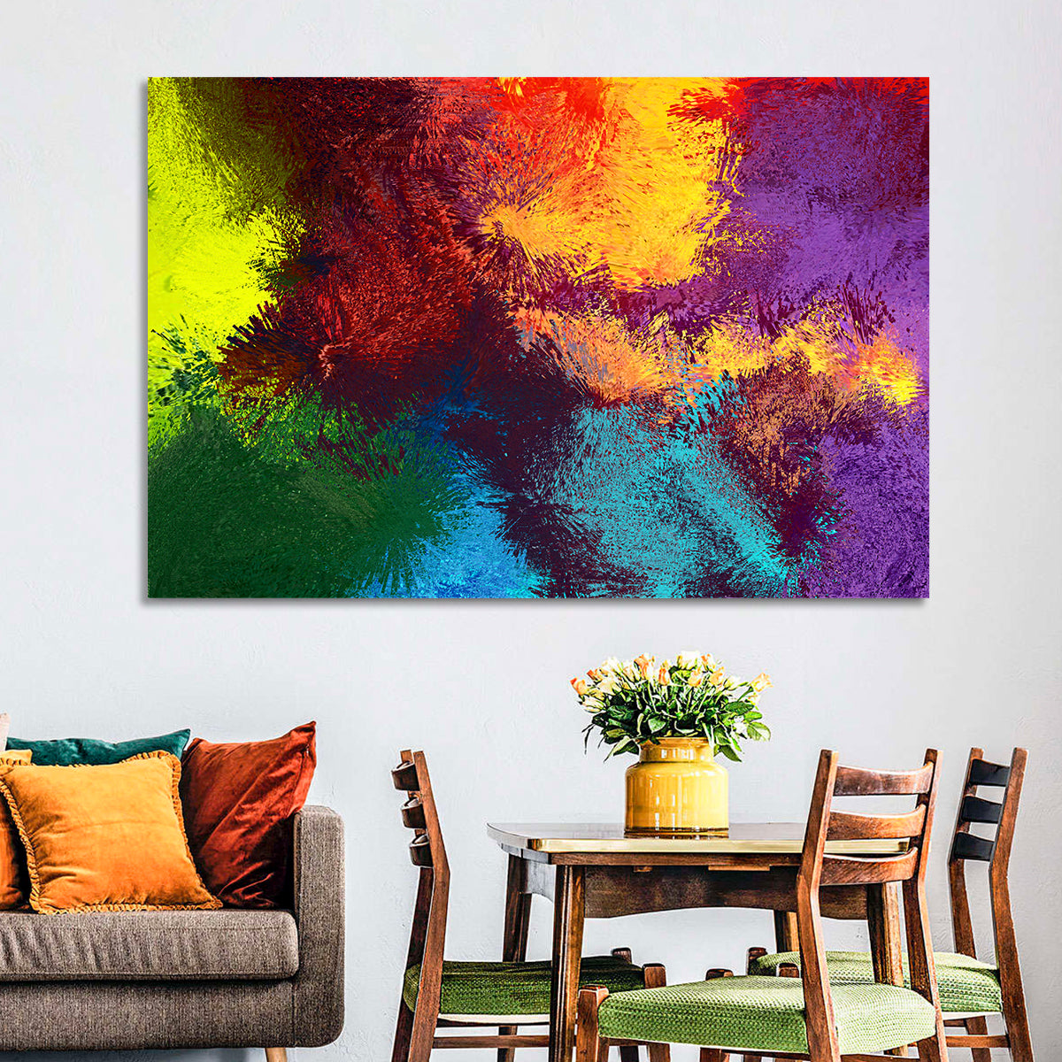 Sparkling Color Fields Wall Art in a room, landscape