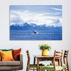 Humpback Whale with Snow Capped Mountains Wall Art