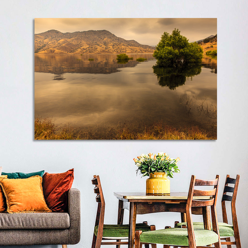 Lake Kaweah Golden Hour Reflection Wall Art