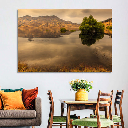 Lake Kaweah Golden Hour Reflection Wall Art