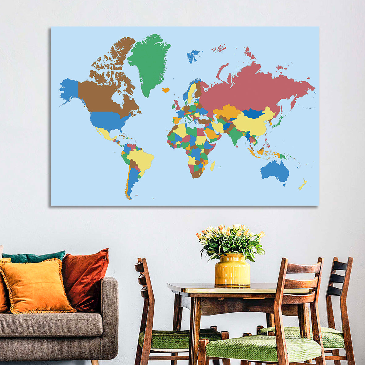 Colorful World Map Wall Art
