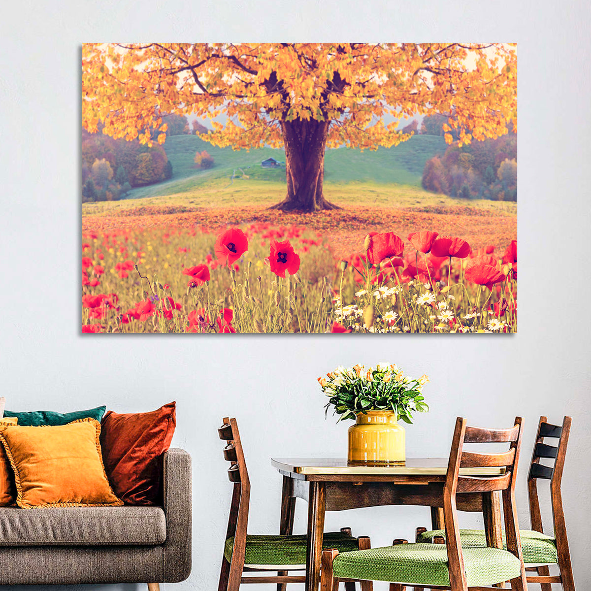 Autumn Tree and Poppy Field Wall Art