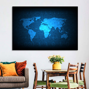 Digital World Map Wall Art