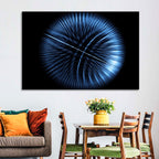 Glowing Blue Textured Sphere Wall Art