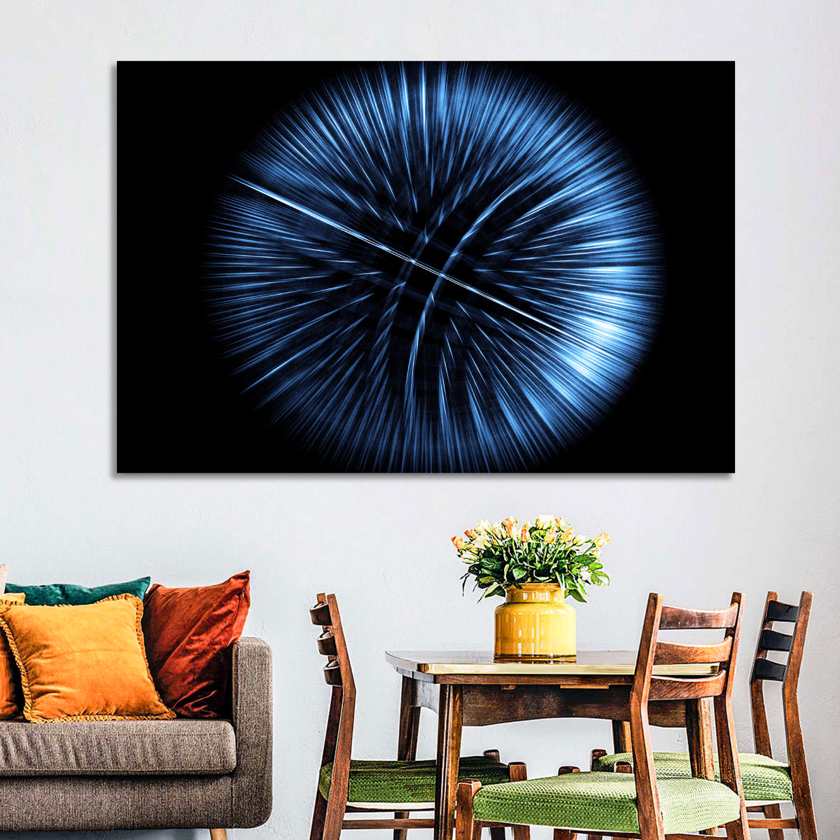 Glowing Blue Textured Sphere Wall Art