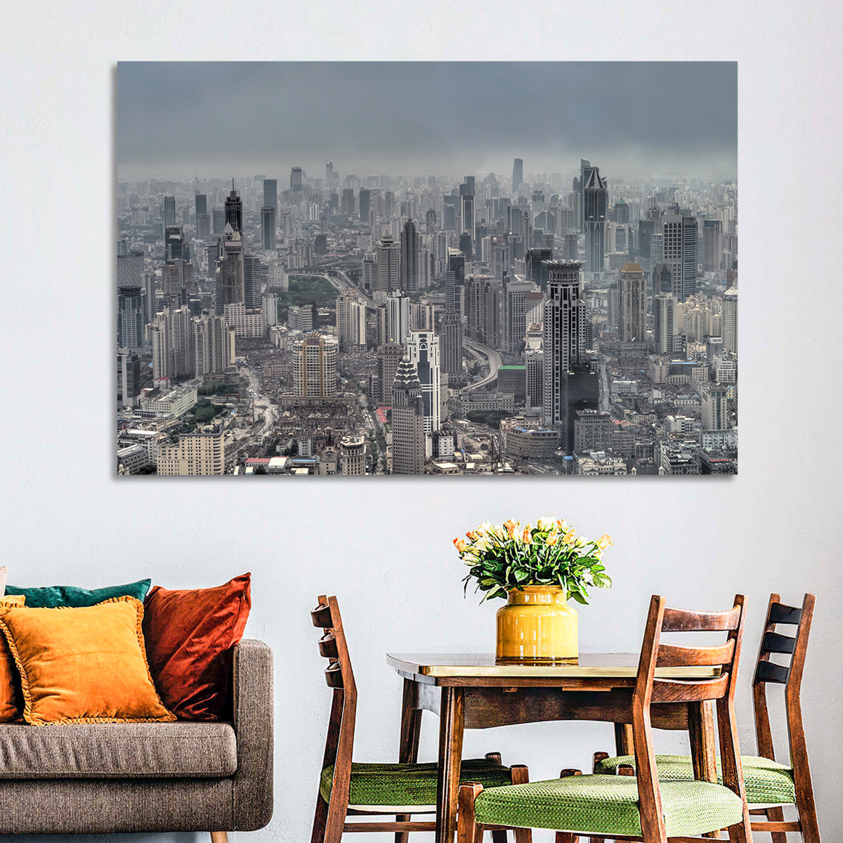Shanghai Layered Skyline Wall Art
