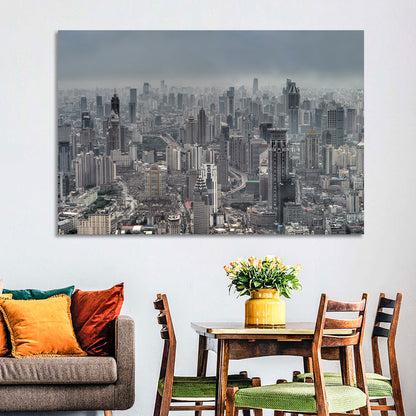 Shanghai Layered Skyline Wall Art