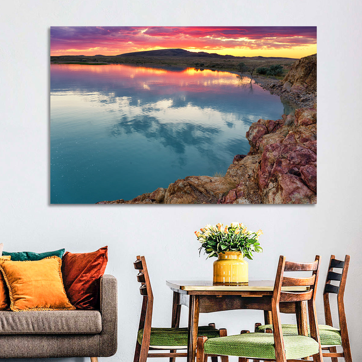 Lake Balkhash Sunset Reflection Wall Art