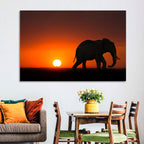 Sunset Elephant Silhouette Wall Art