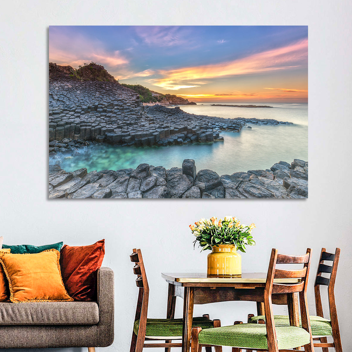 Tuy Hoa Basalt Sunset Wall Art in a room, landscape