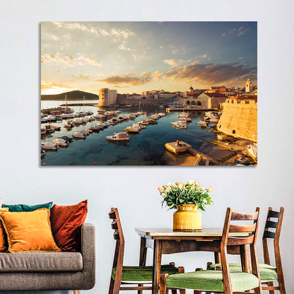 Dubrovnik Old Port at Golden Hour Wall Art