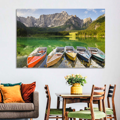 Five Boats at Lago Superiore Di Fusine Wall Art