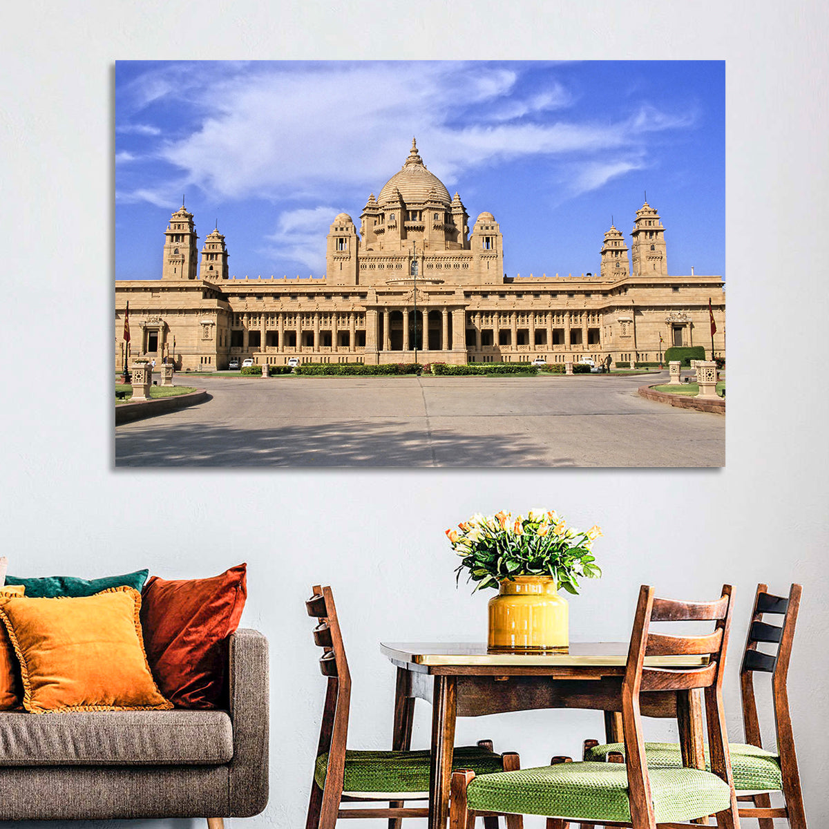 Umaid Bhawan Palace Under Clear Blue Sky Wall Art