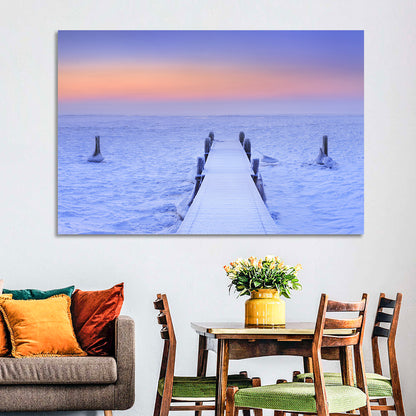 Frosted Jetty at Sunrise Wall Art