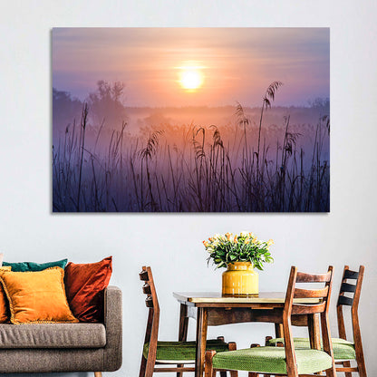Lavender Sunrise Over Reeds Wall Art