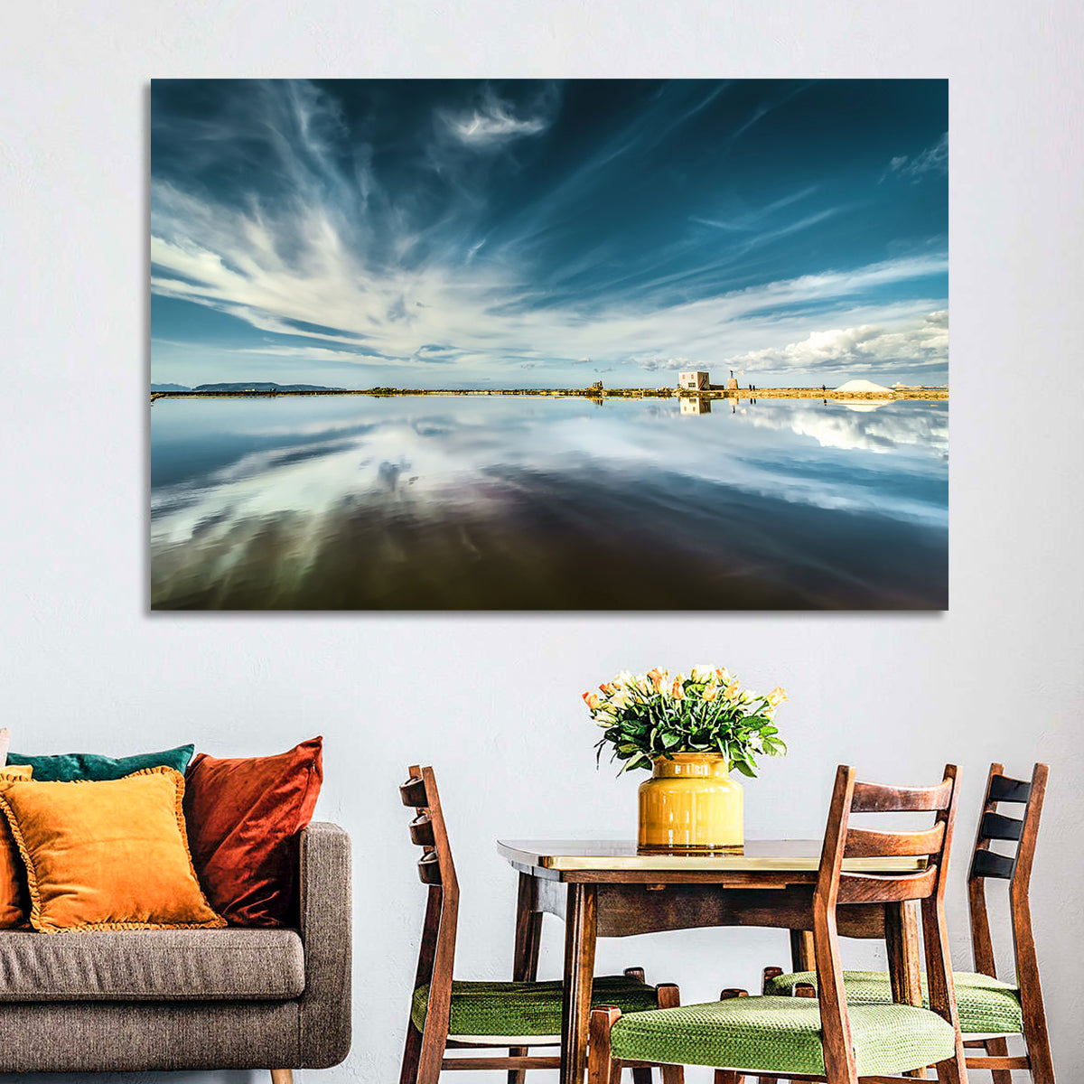 Nubia Salt Pans Reflection Wall Art in a room, landscape