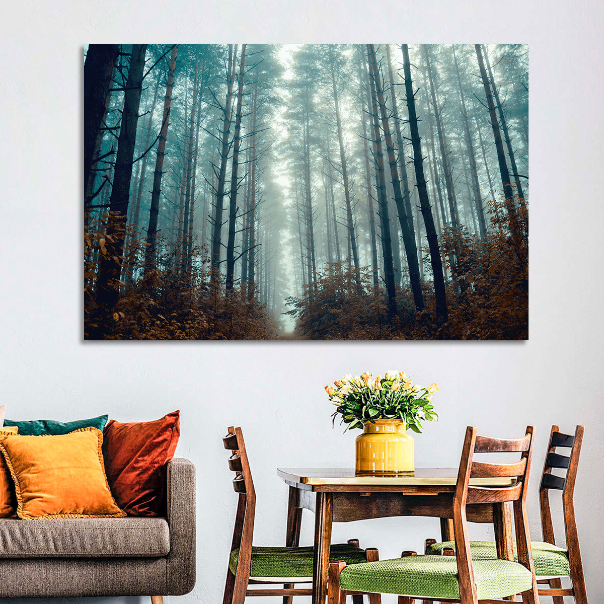 Misty Pine Forest Wall Art