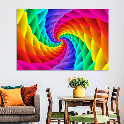 Rainbow Spiral Vortex Tunnel Wall Art