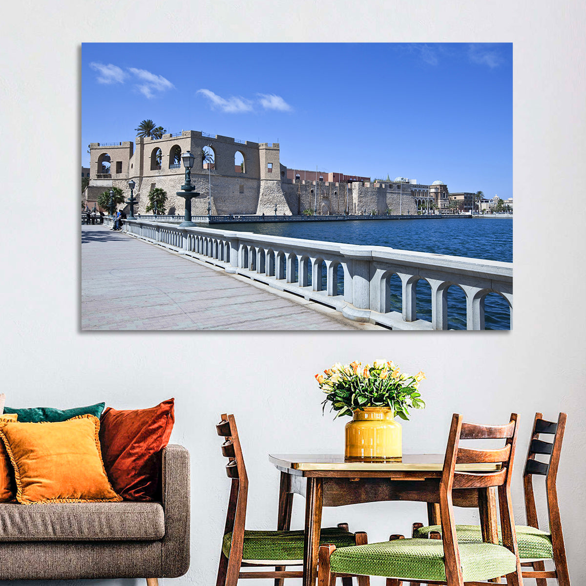 Red Fort Waterfront Wall Art in a room, landscape