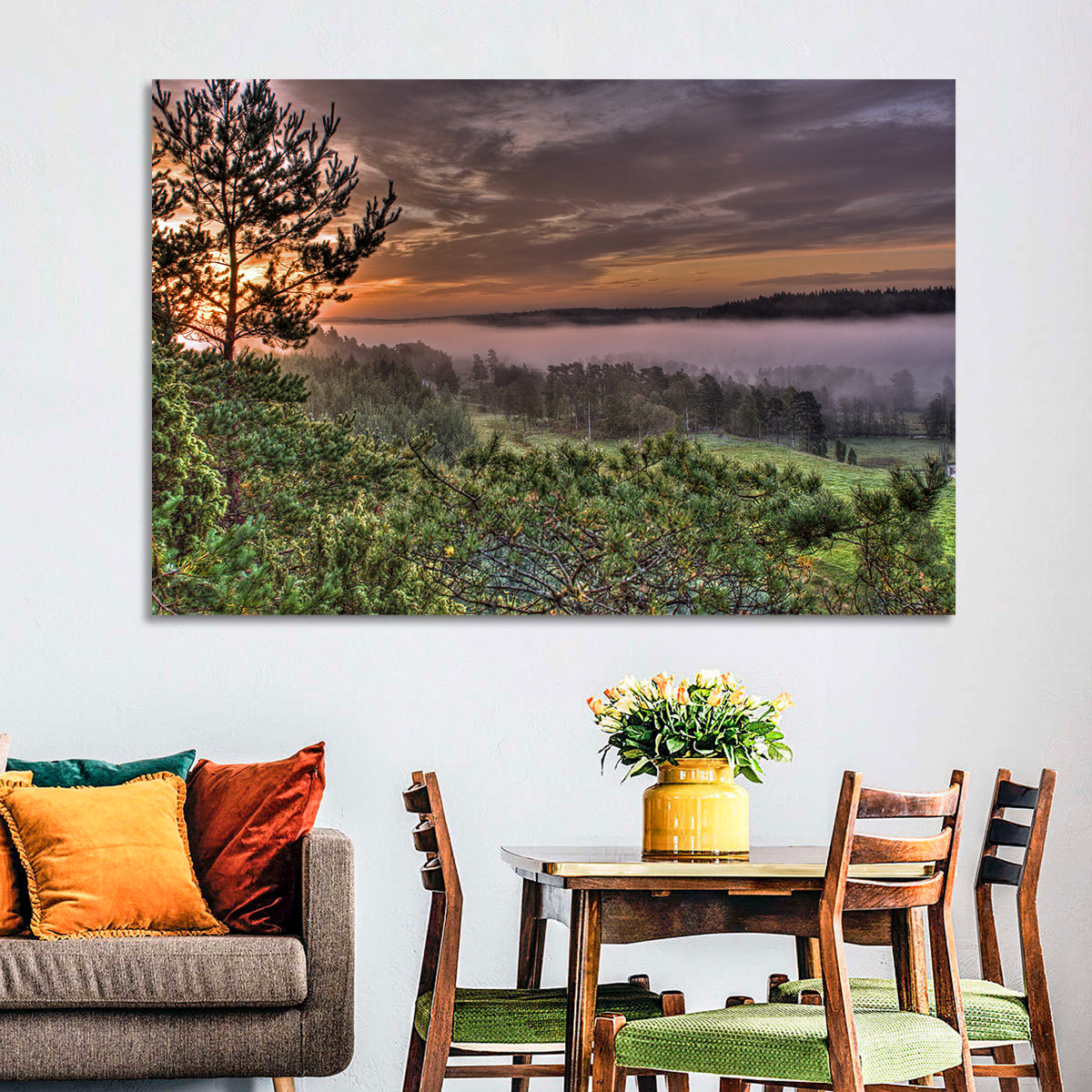 Misty Swedish Pine Valley Wall Art