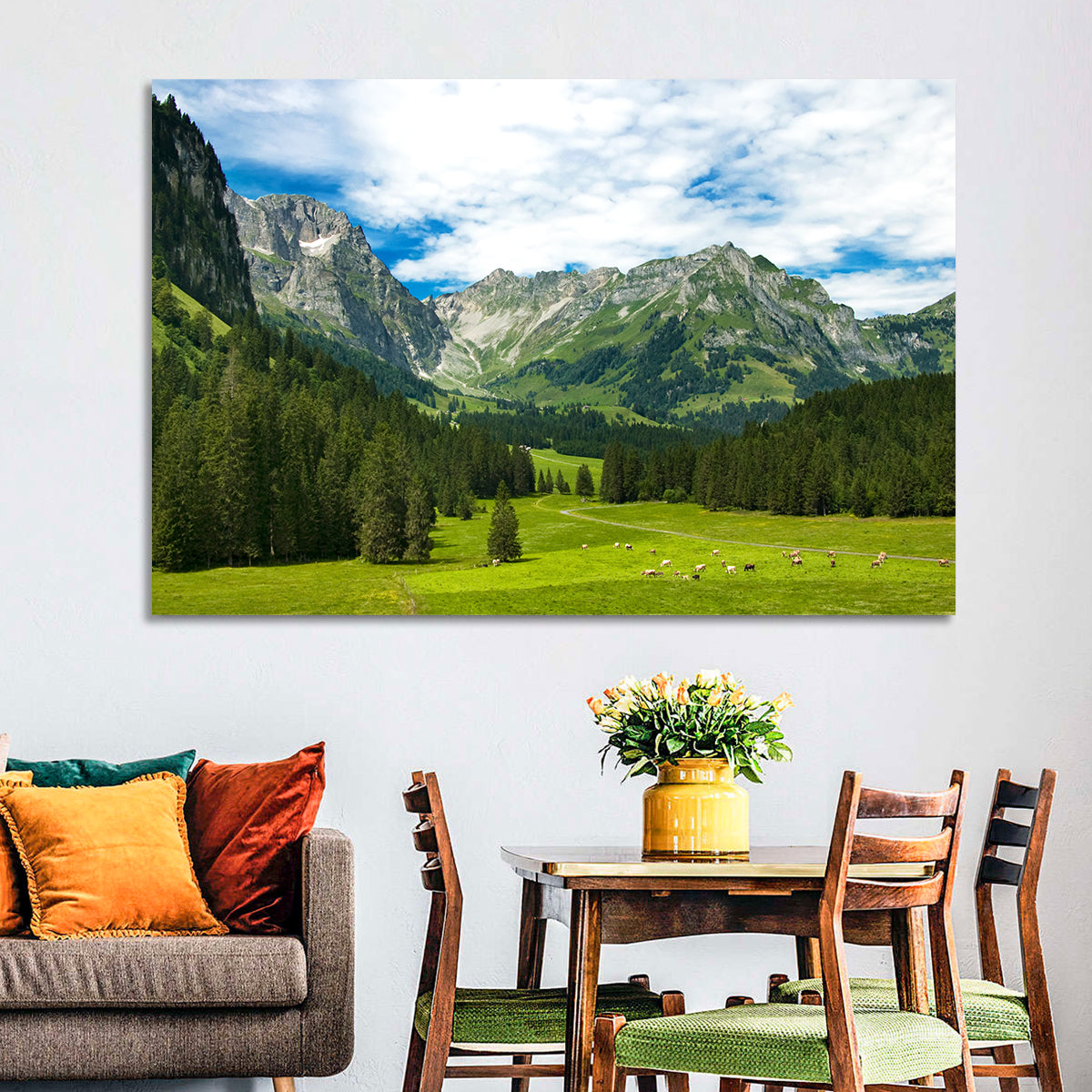 Arnibach Valley Summer Meadow Wall Art in a room, landscape