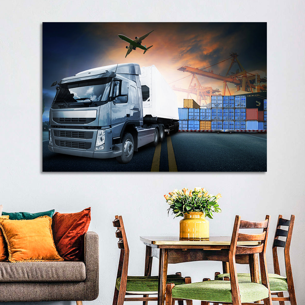 Sunset Freight Terminal Truck Scene Wall Art