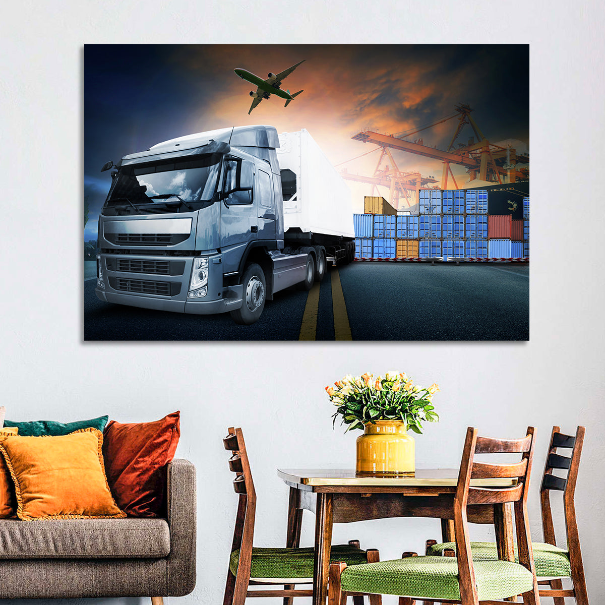 Sunset Freight Terminal Truck Scene Wall Art