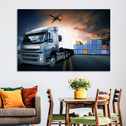Sunset Freight Terminal Truck Scene Wall Art