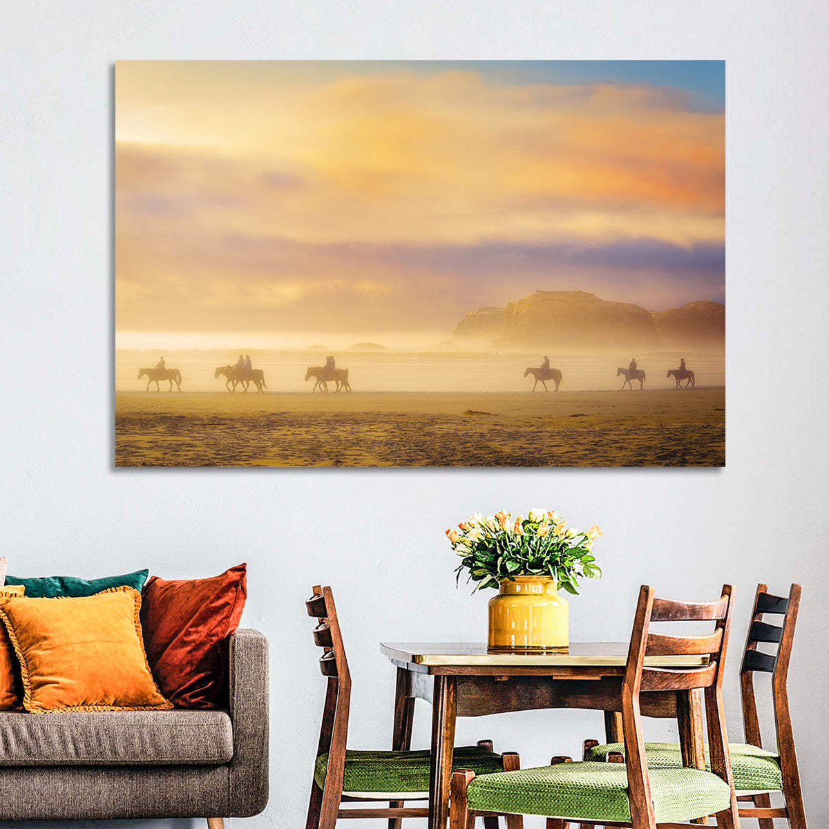 Misty Beach Horseback Riders Wall Art