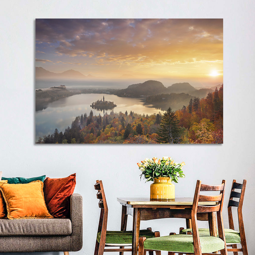 Autumn Morning at Lake Bled Wall Art