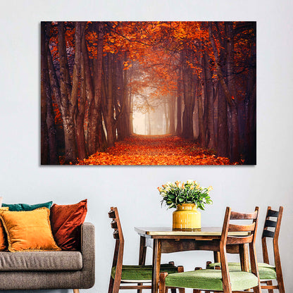 Misty Autumn Forest Path Wall Art