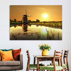 Dutch Windmill at Golden Hour Wall Art