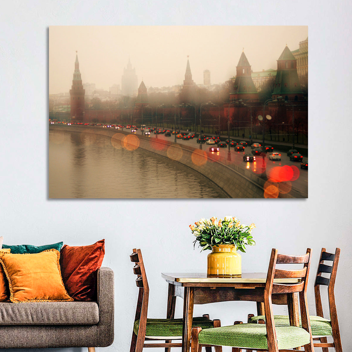 Foggy Moscow Kremlin at Dusk Wall Art