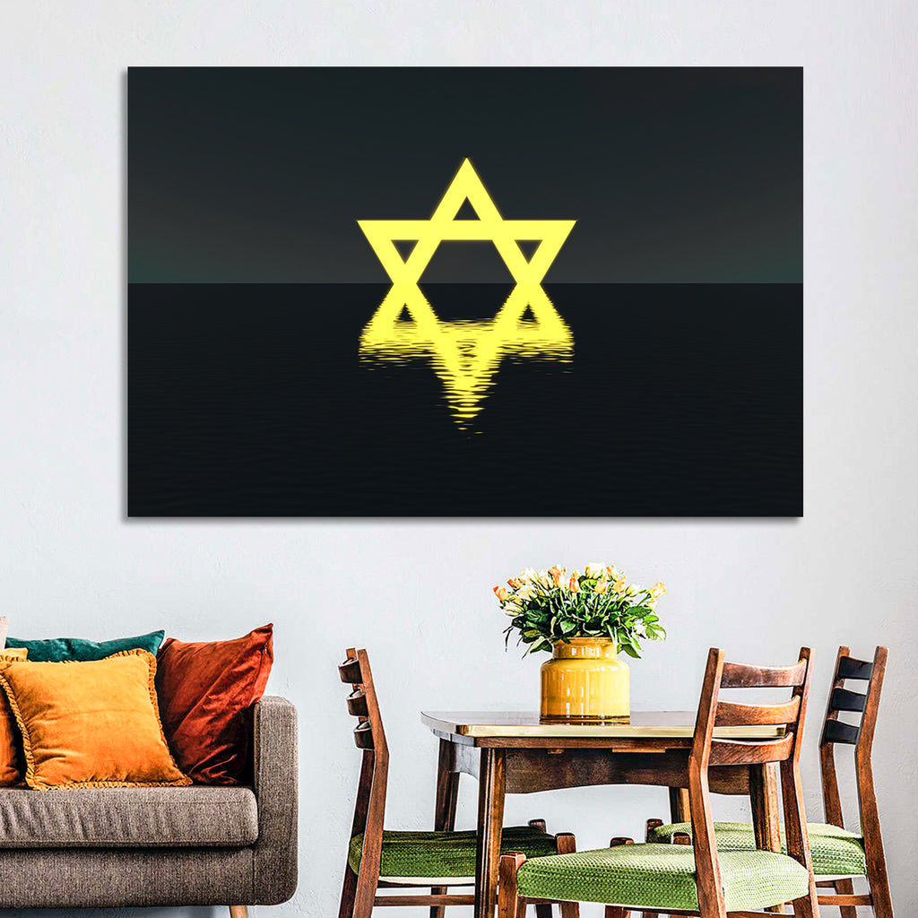 Glowing Star of David Reflection Wall Art